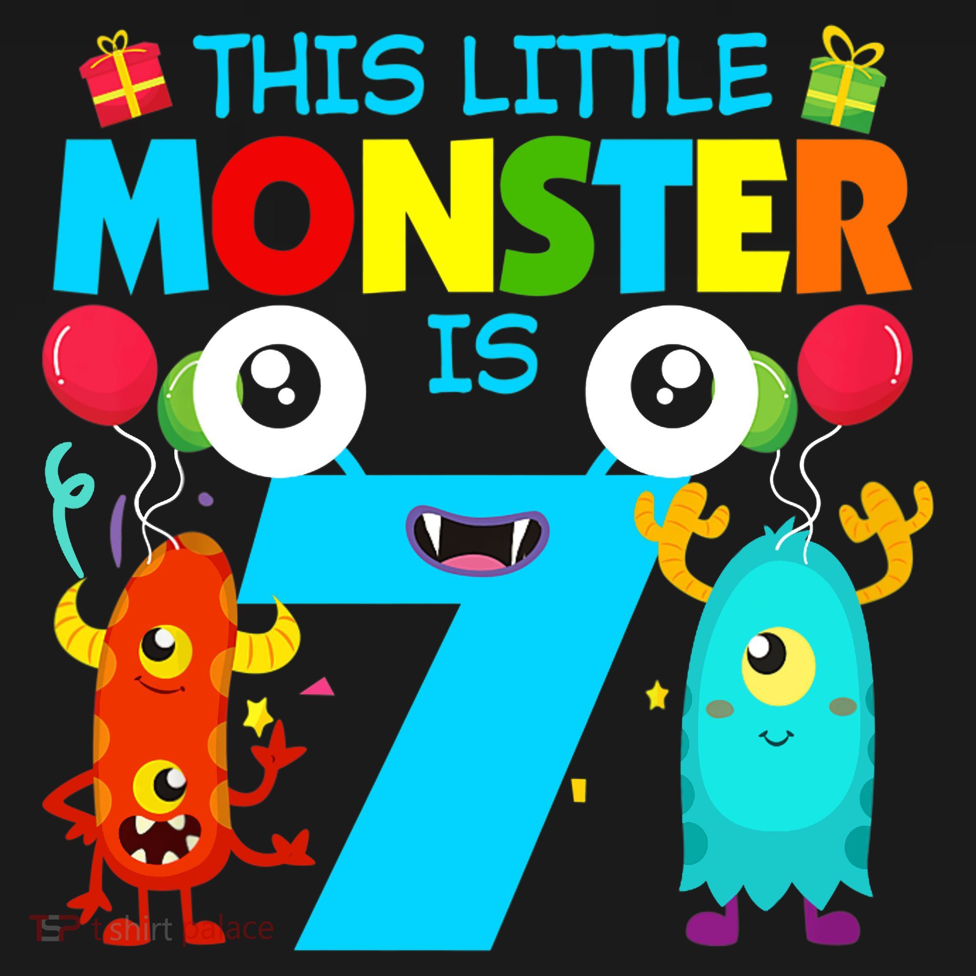 7 Year Old Gifts This Little Monster Is 7th Birthday Boy Toddler Hoodie