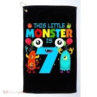 7 Year Old Gifts This Little Monster Is 7th Birthday Boy Golf Towel thumb 0