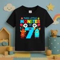 7 Year Old Gifts This Little Monster Is 7th Birthday Boy Toddler T-Shirt thumb 3