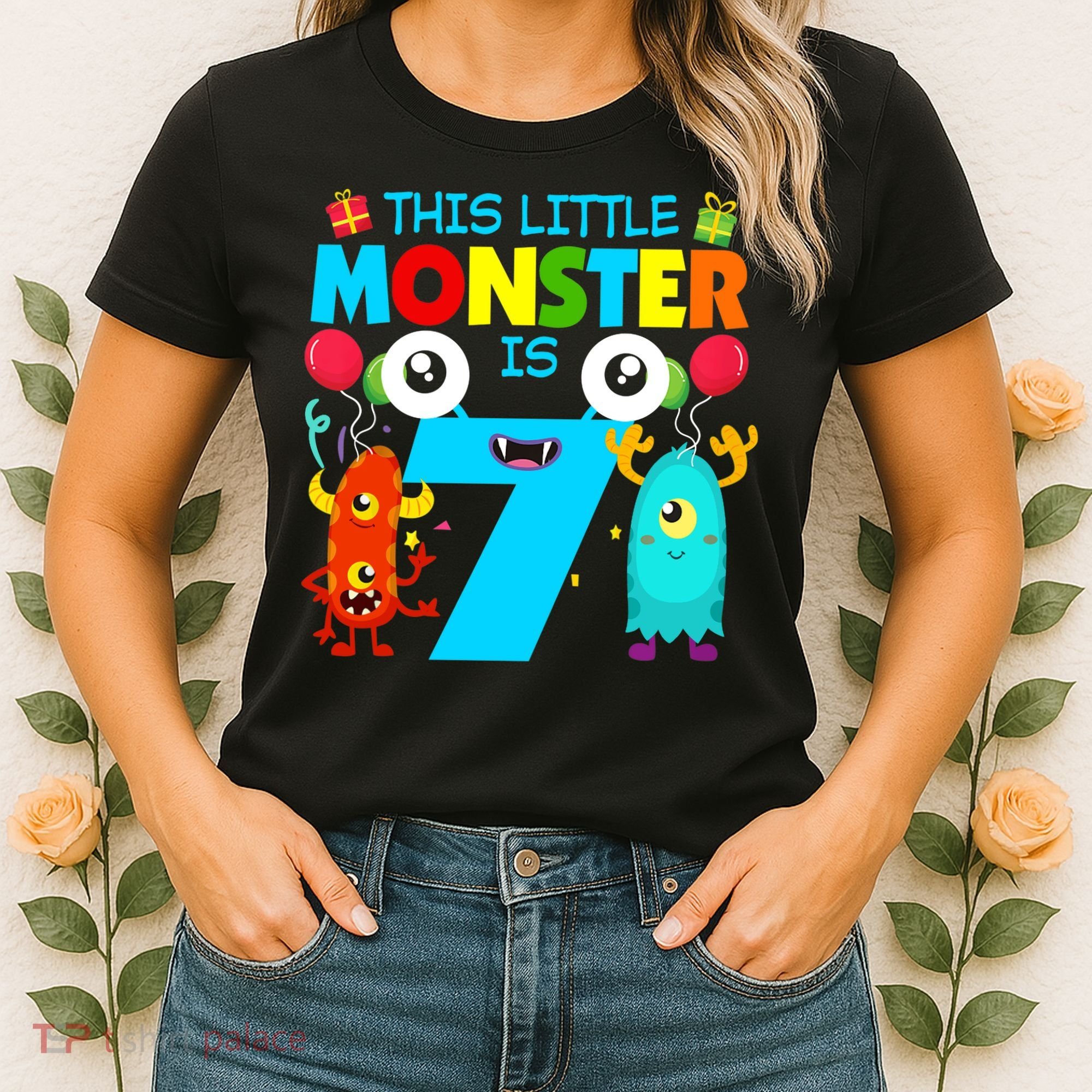 7 Year Old Gifts This Little Monster Is 7th Birthday Boy Women's T-Shirt