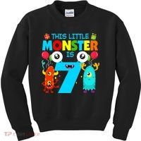 7 Year Old Gifts This Little Monster Is 7th Birthday Boy Kids Sweatshirt thumb 0