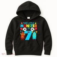 7 Year Old Gifts This Little Monster Is 7th Birthday Boy Kids Hoodie thumb 0
