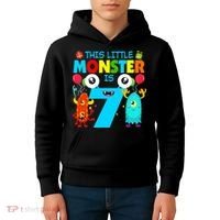 7 Year Old Gifts This Little Monster Is 7th Birthday Boy Kids Hoodie thumb 4