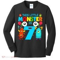 7 Year Old Gifts This Little Monster Is 7th Birthday Boy Kids Long Sleeve Shirt thumb 0