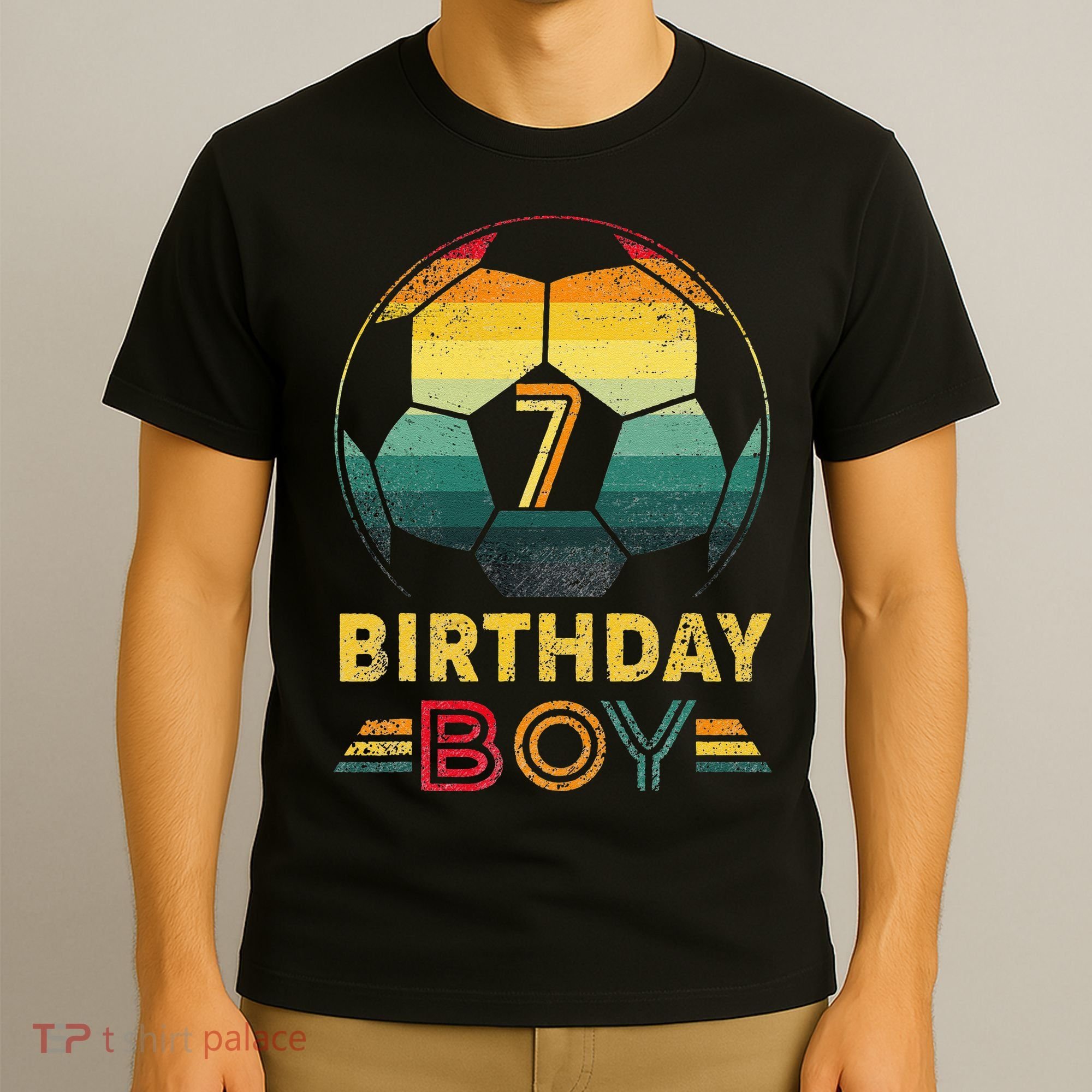 7 Year Old Gifts Football Soccer Player 7th Birthday T-Shirt