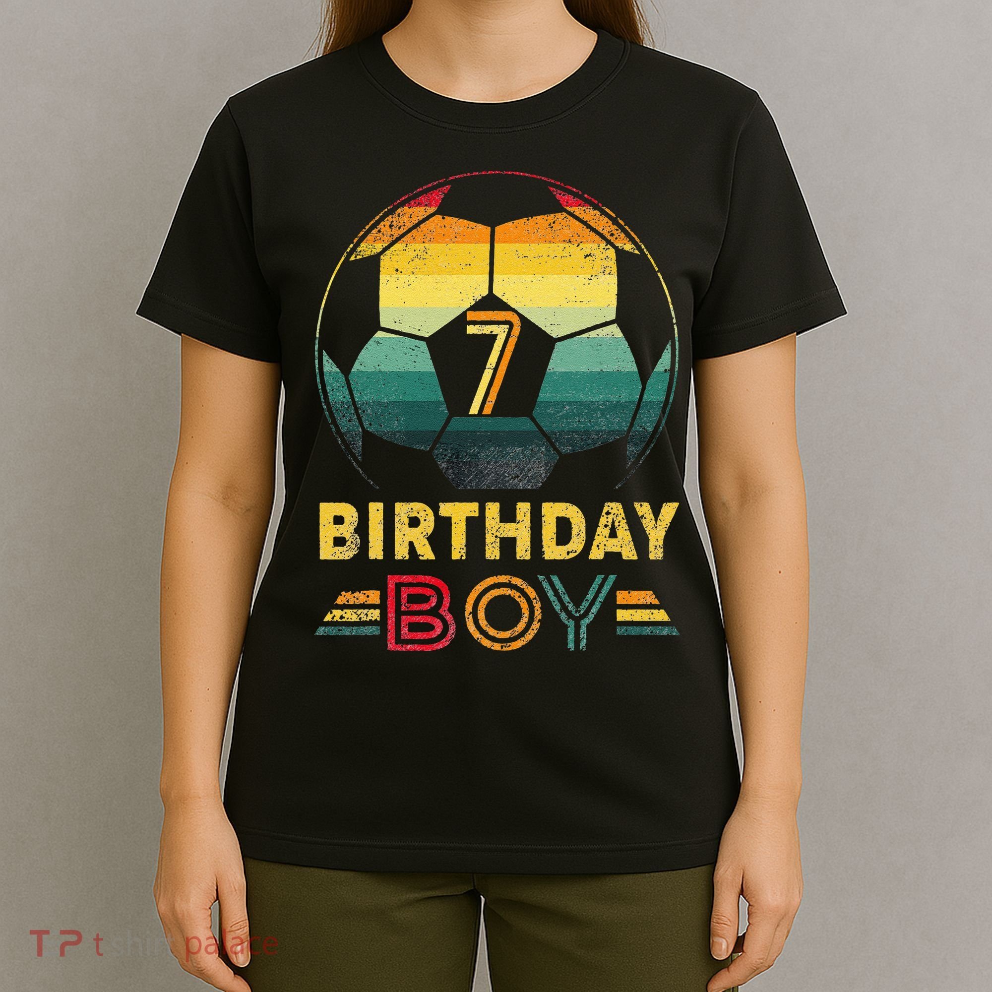7 Year Old Gifts Football Soccer Player 7th Birthday T-Shirt
