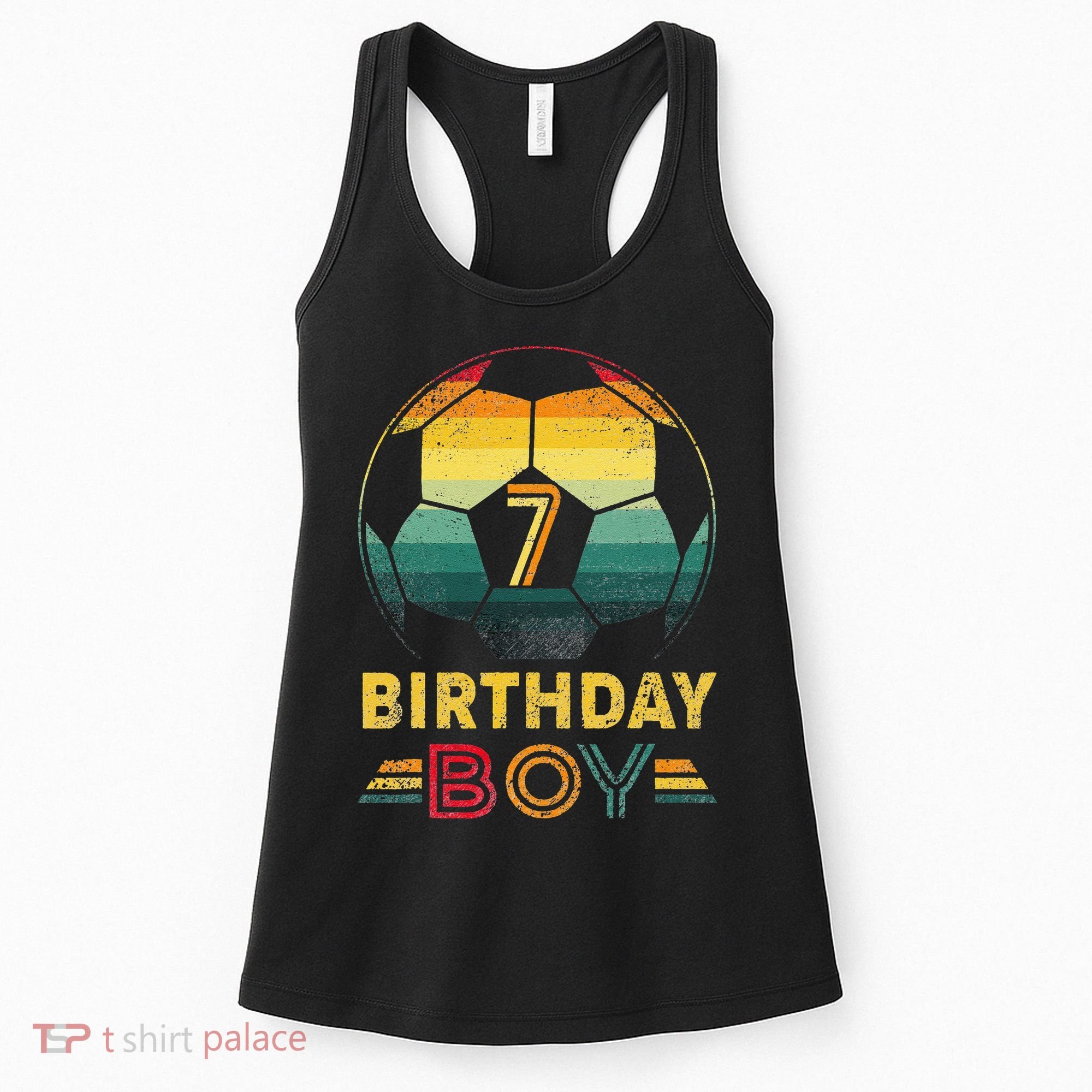 7 Year Old Gifts Football Soccer Player 7th Birthday Women's Tank Top