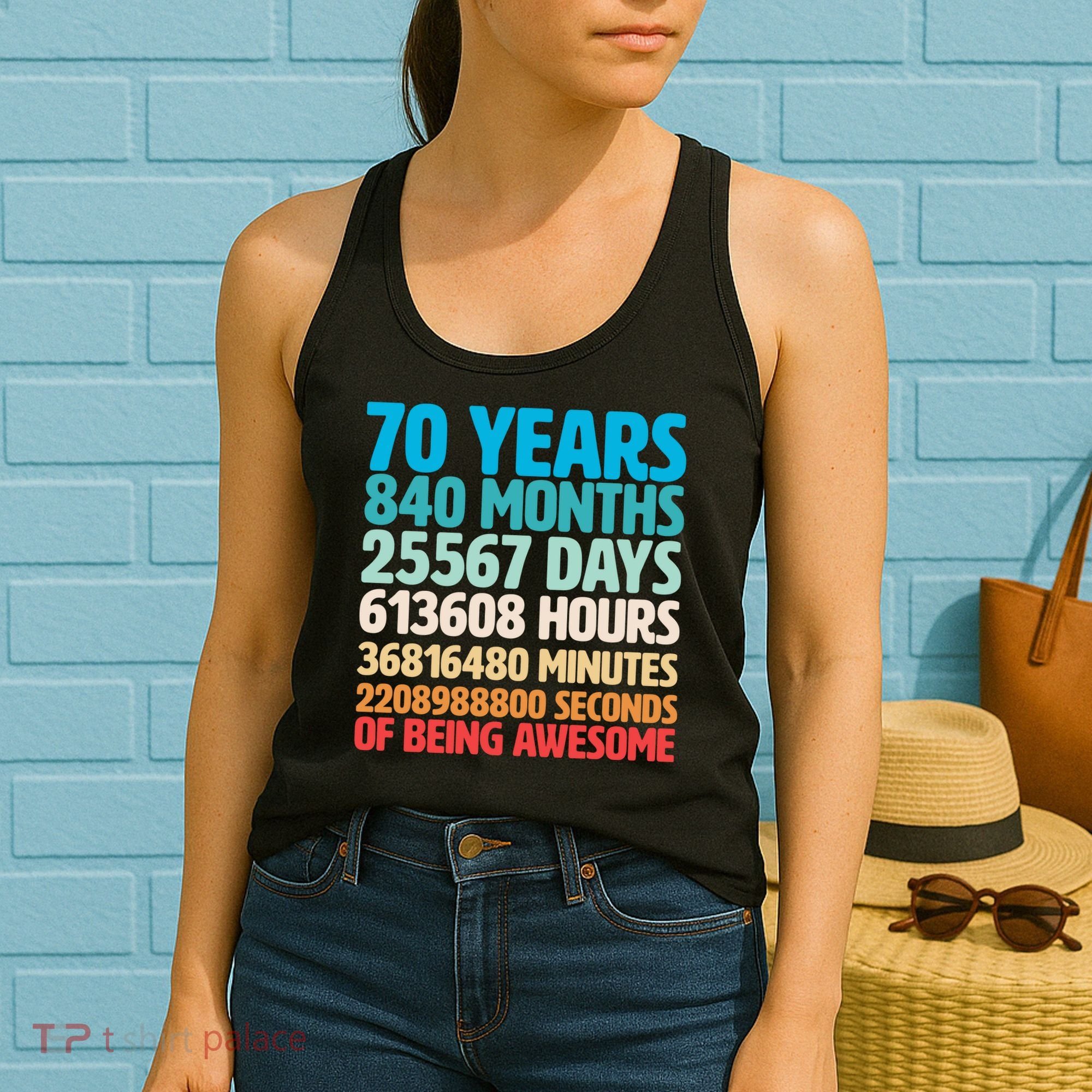 70 Years Of Being Awesome 70th Birthday Time Breakdown Women's Tank Top