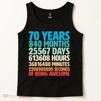 70 Years Of Being Awesome 70th Birthday Time Breakdown Tank Top thumb 2