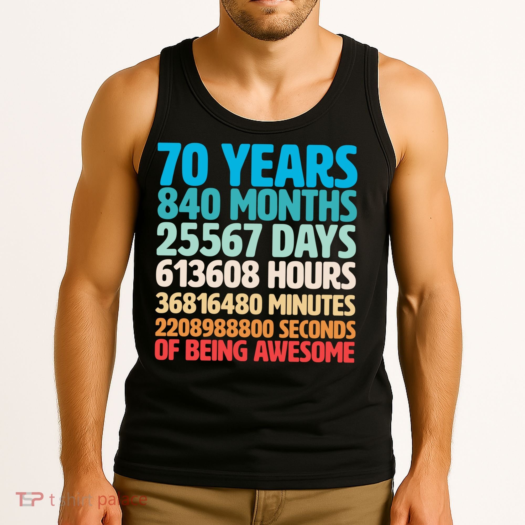 70 Years Of Being Awesome 70th Birthday Time Breakdown Tank Top