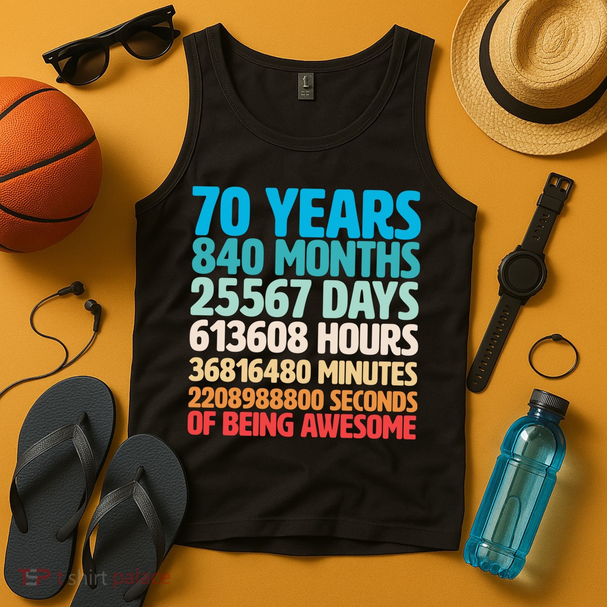 70 Years Of Being Awesome 70th Birthday Time Breakdown Tank Top