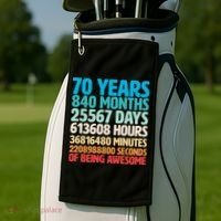 70 Years Of Being Awesome 70th Birthday Time Breakdown Golf Towel thumb 2
