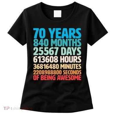 70 Years Of Being Awesome 70th Birthday Time Breakdown Women's T-Shirt