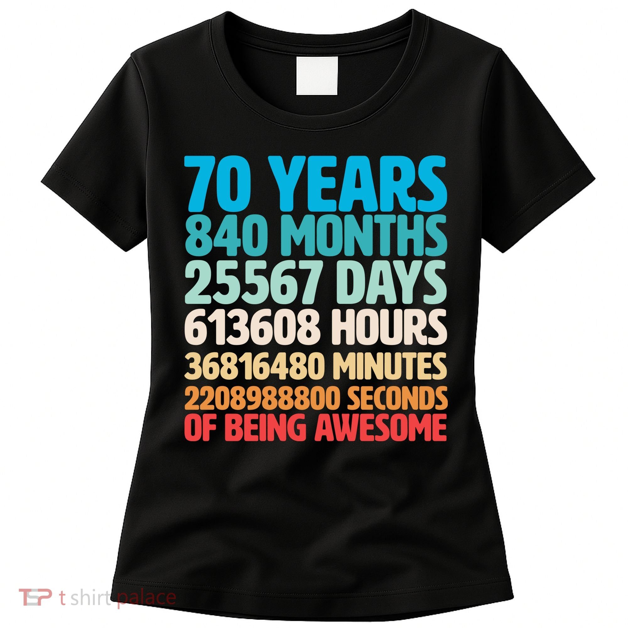 70 Years Of Being Awesome 70th Birthday Time Breakdown Women's T-Shirt