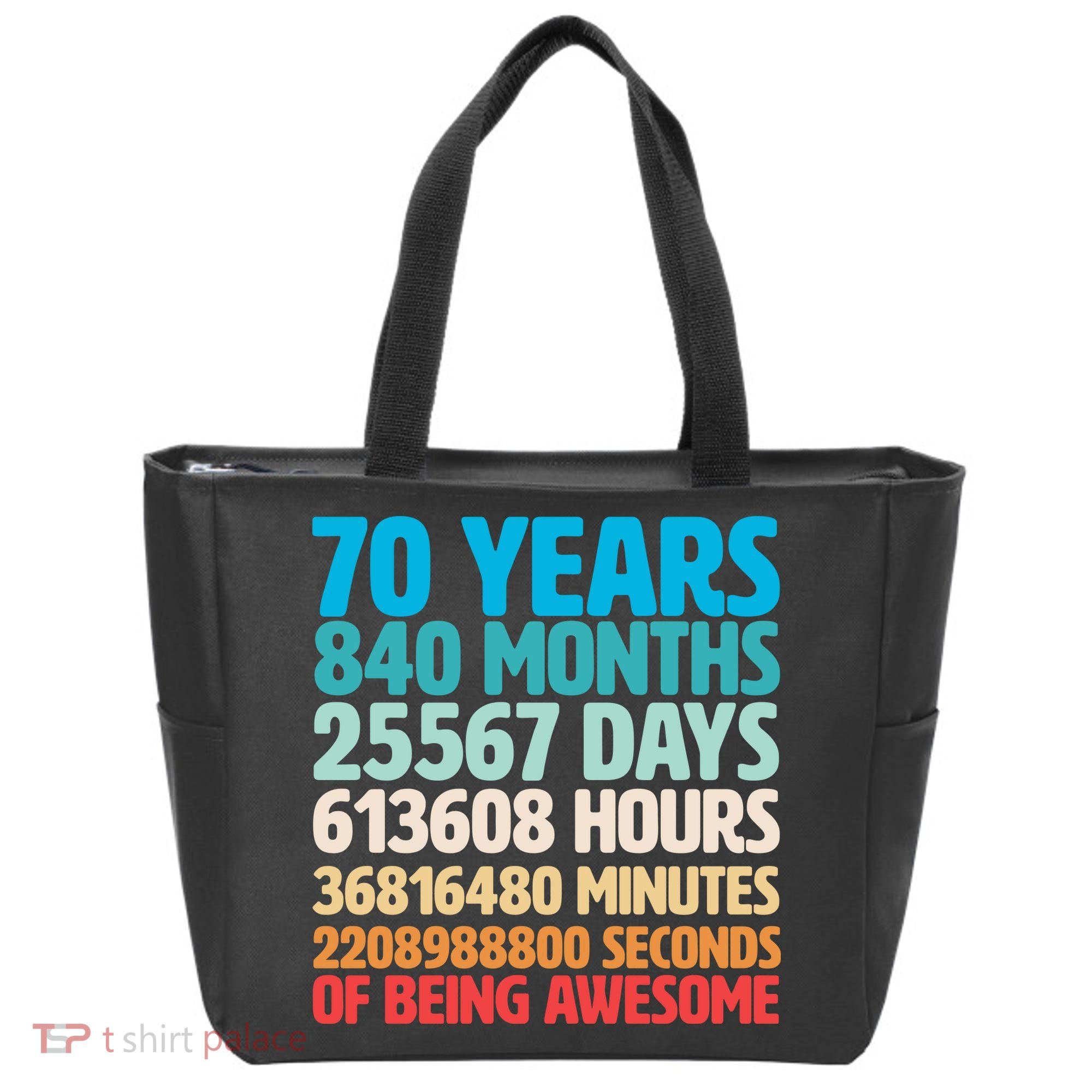 70 Years Of Being Awesome 70th Birthday Time Breakdown Tote Bag