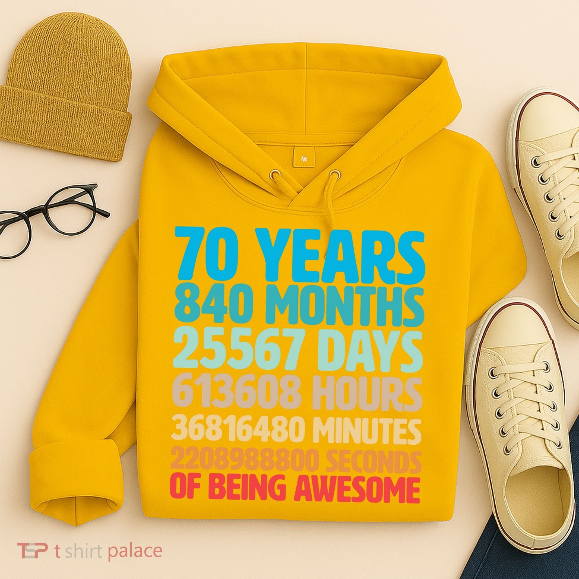 70 Years Of Being Awesome 70th Birthday Time Breakdown Hoodie