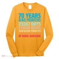 70 Years Of Being Awesome 70th Birthday Time Breakdown Long Sleeve Shirt thumb 0