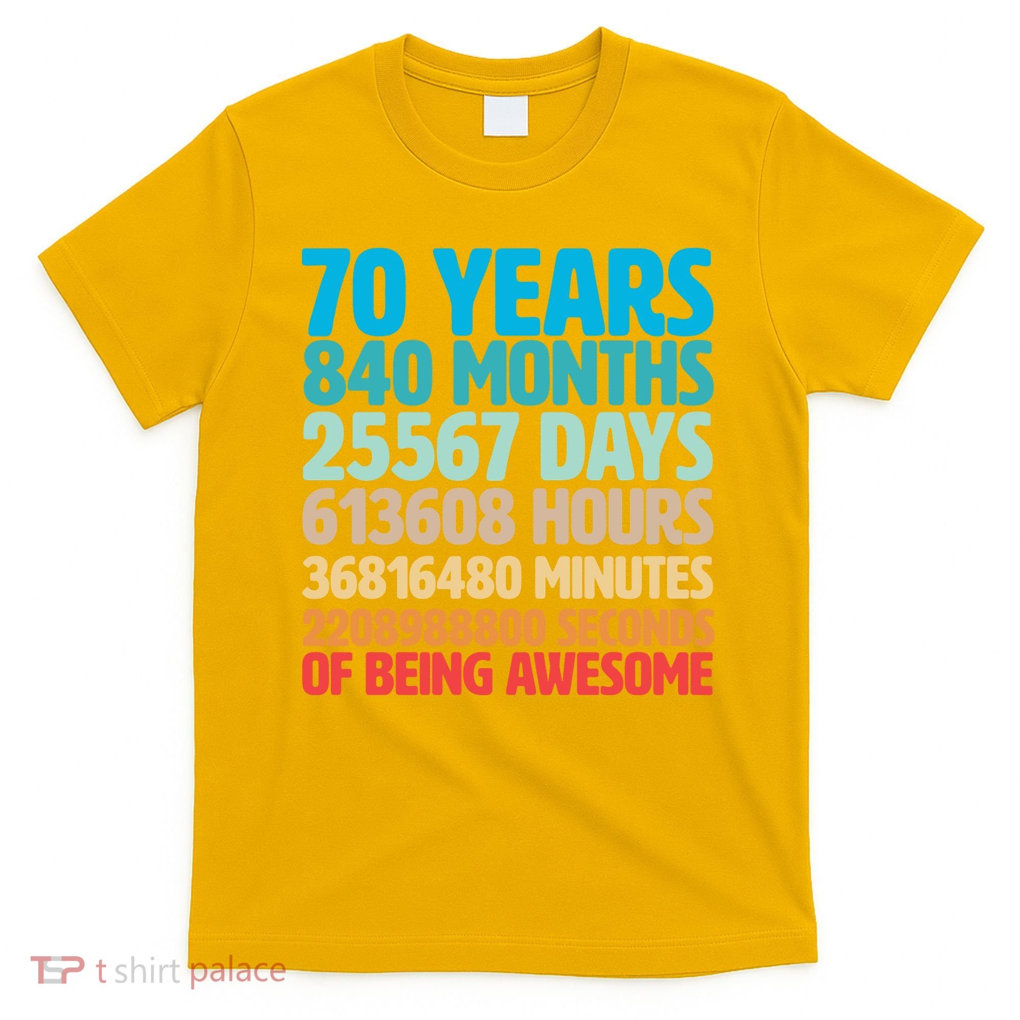 70 Years Of Being Awesome 70th Birthday Time Breakdown T-Shirt