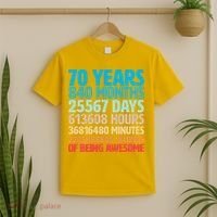 70 Years Of Being Awesome 70th Birthday Time Breakdown T-Shirt thumb 2