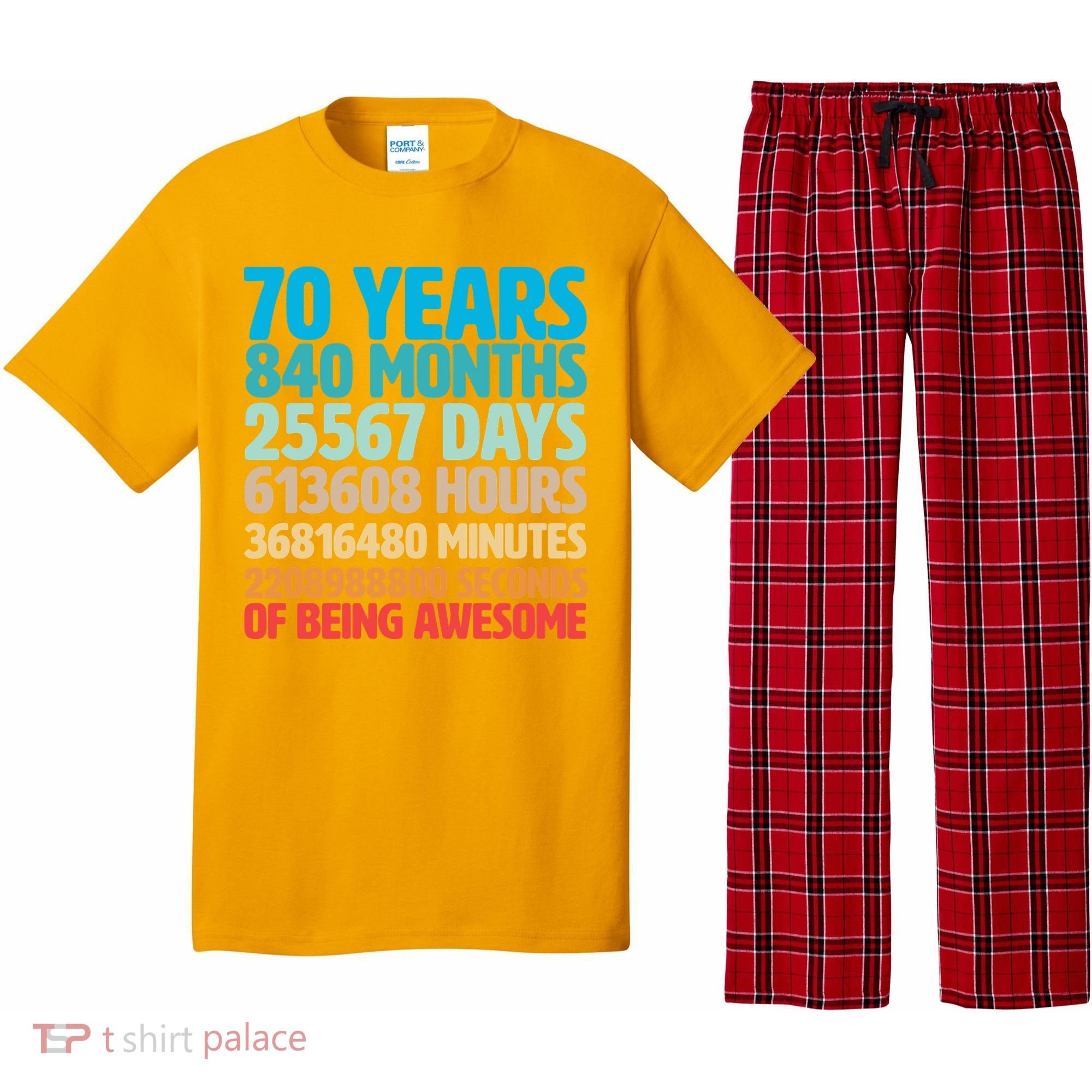 70 Years Of Being Awesome 70th Birthday Time Breakdown Pajama Set