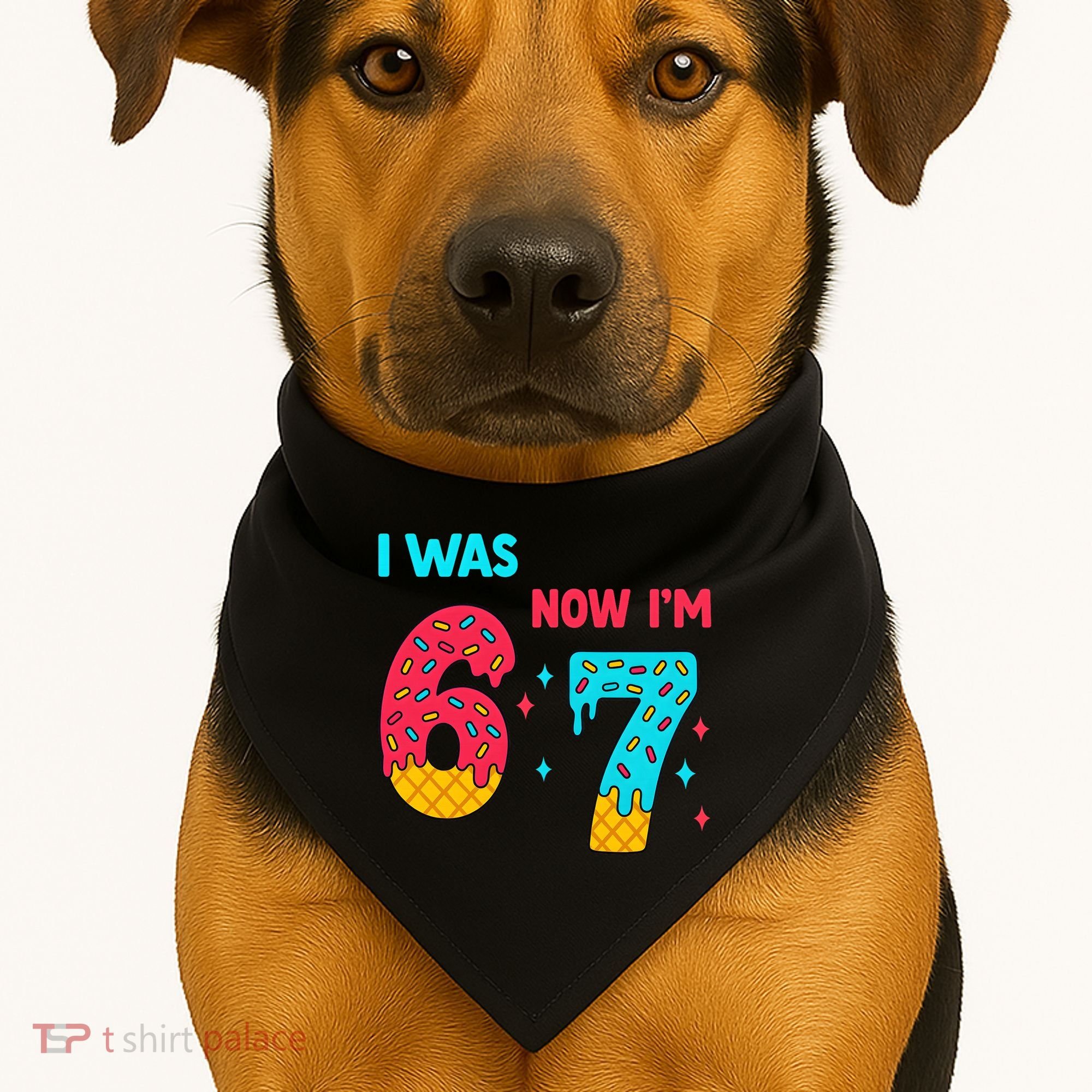 7 Year Old Birthday Was 6 Now I'm 7 67 Funny USA-Made Doggie Bandana