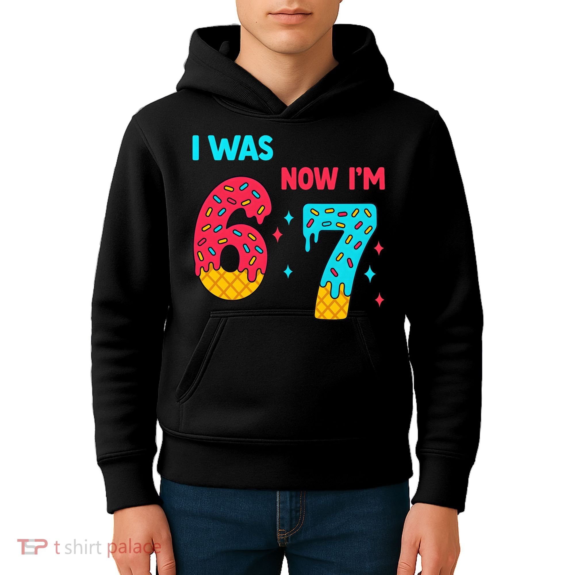 7 Year Old Birthday Was 6 Now I'm 7 67 Funny Kids Hoodie