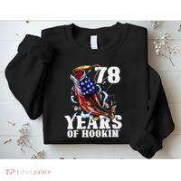 78 Years Of Hookin Funny America Bass Fishing 78th Birthday Sweatshirt thumb 2