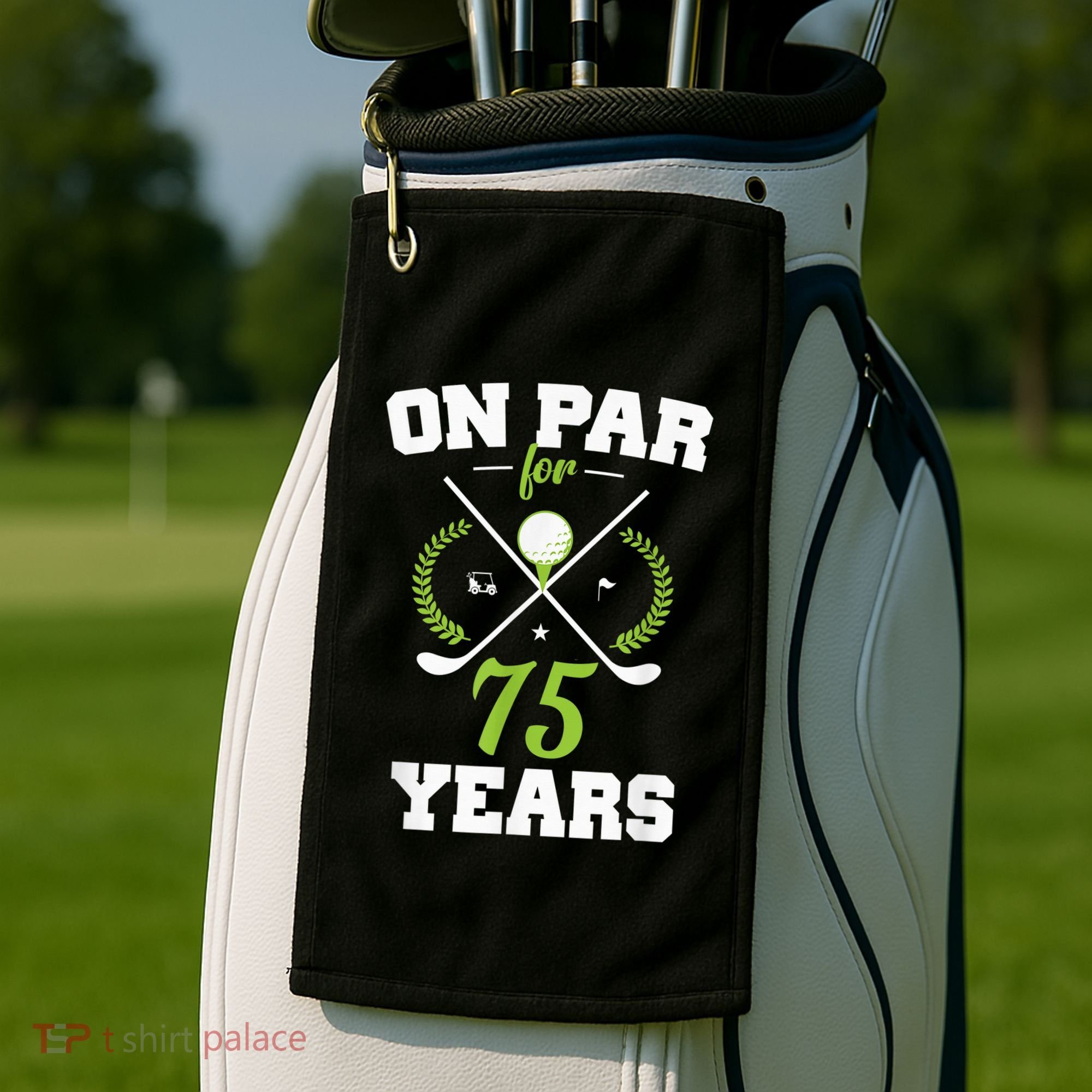 75 Years Old Happy 75th Birthday Present for Golfers Golf Towel