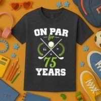 75 Years Old Happy 75th Birthday Present for Golfers Kids T-Shirt thumb 3