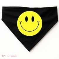 70s Yellow Smile Face Cute Happy Peace Smiling Face USA-Made Doggie Bandana thumb 0