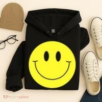 70s Yellow Smile Face Cute Happy Peace Smiling Face Hoodie thumb 4