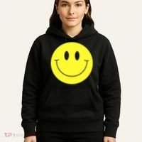 70s Yellow Smile Face Cute Happy Peace Smiling Face Hoodie thumb 5