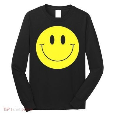 70s Yellow Smile Face Cute Happy Peace Smiling Face Long Sleeve Shirt