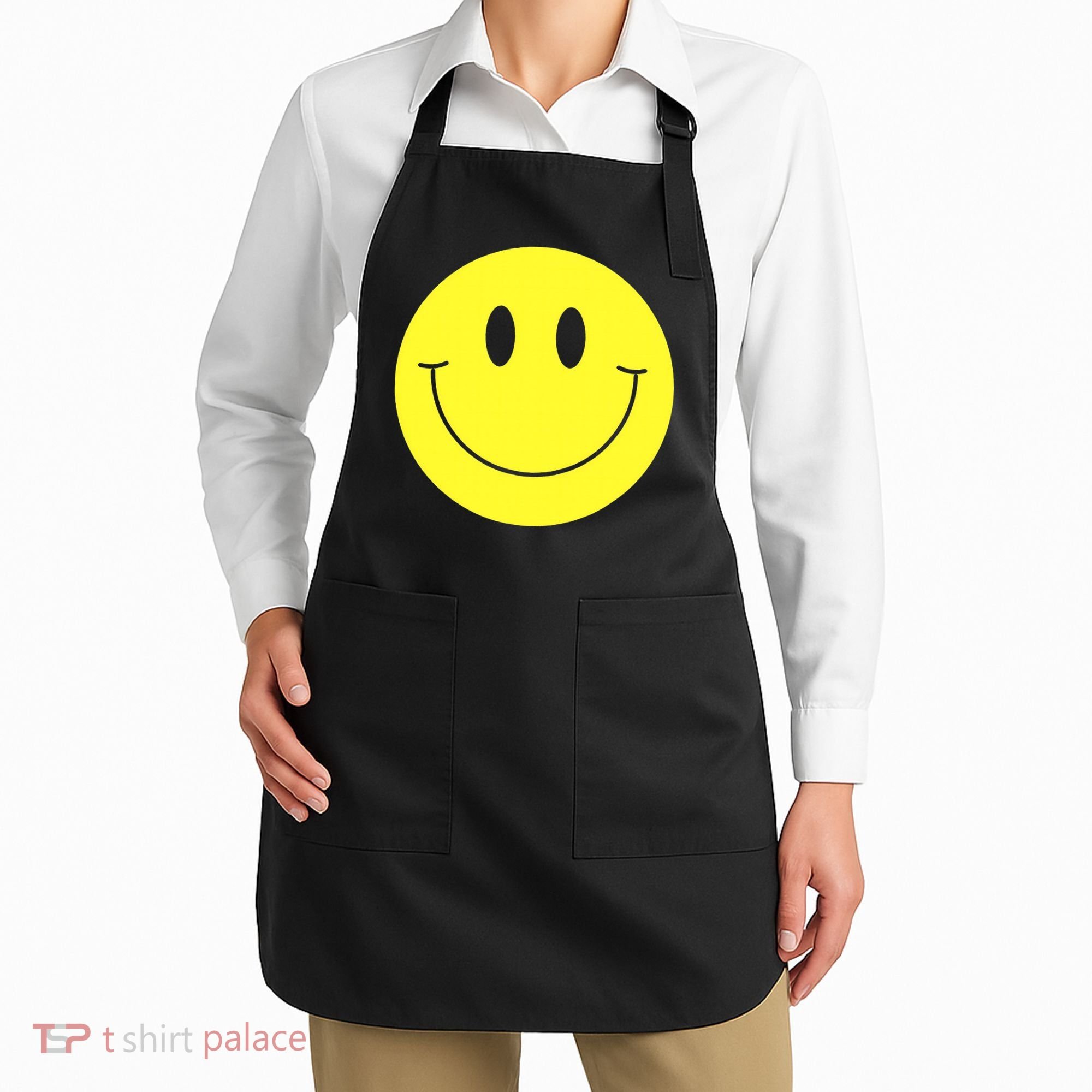 70s Yellow Smile Face Cute Happy Peace Smiling Face Apron