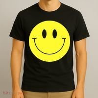 70s Yellow Smile Face Cute Happy Peace Smiling Face T-Shirt thumb 3