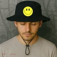 70s Yellow Smile Face Cute Happy Peace Smiling Face Bucket Hat thumb 2