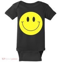 70s Yellow Smile Face Cute Happy Peace Smiling Face Baby Bodysuit thumb 0