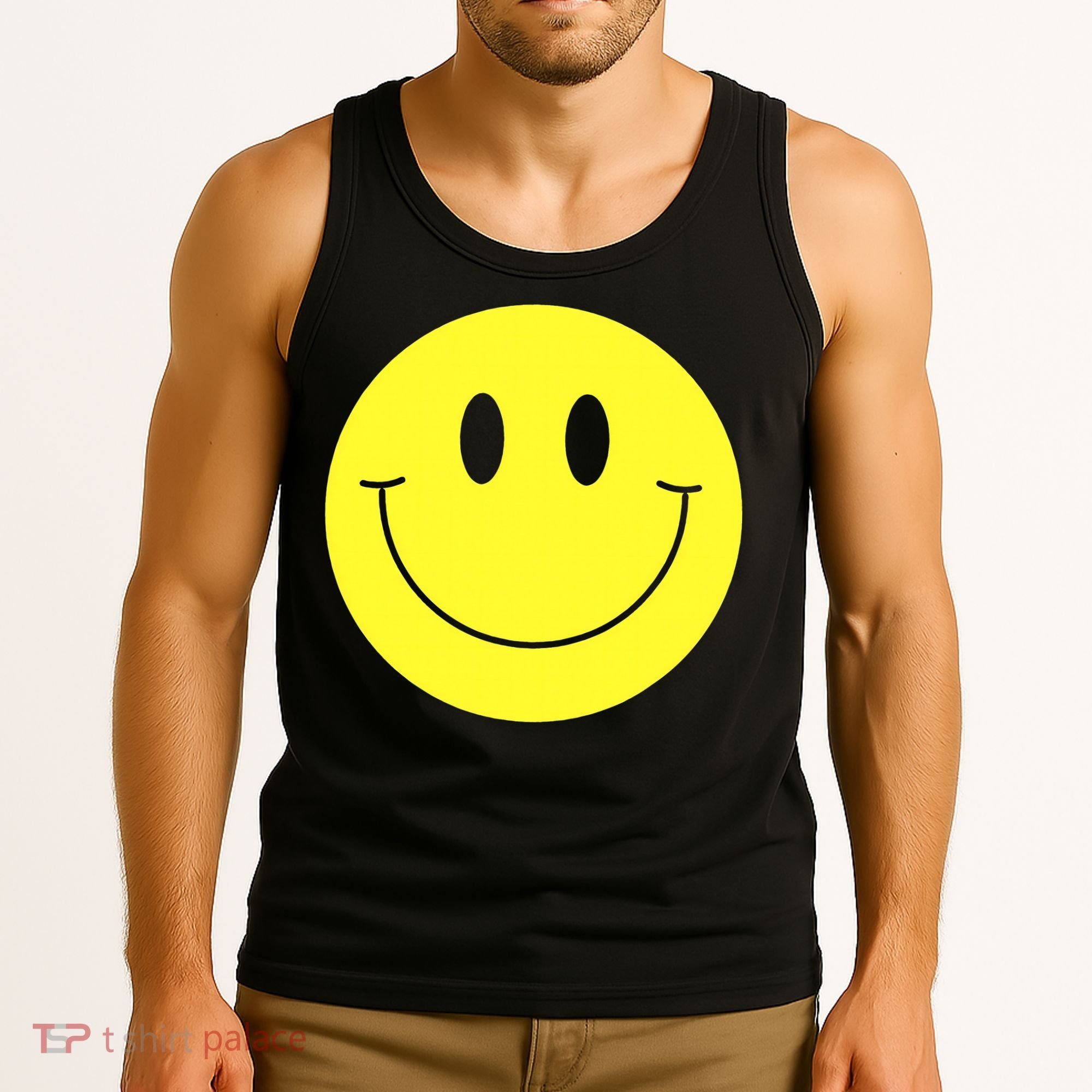 70s Yellow Smile Face Cute Happy Peace Smiling Face Tank Top