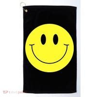 70s Yellow Smile Face Cute Happy Peace Smiling Face Golf Towel thumb 0