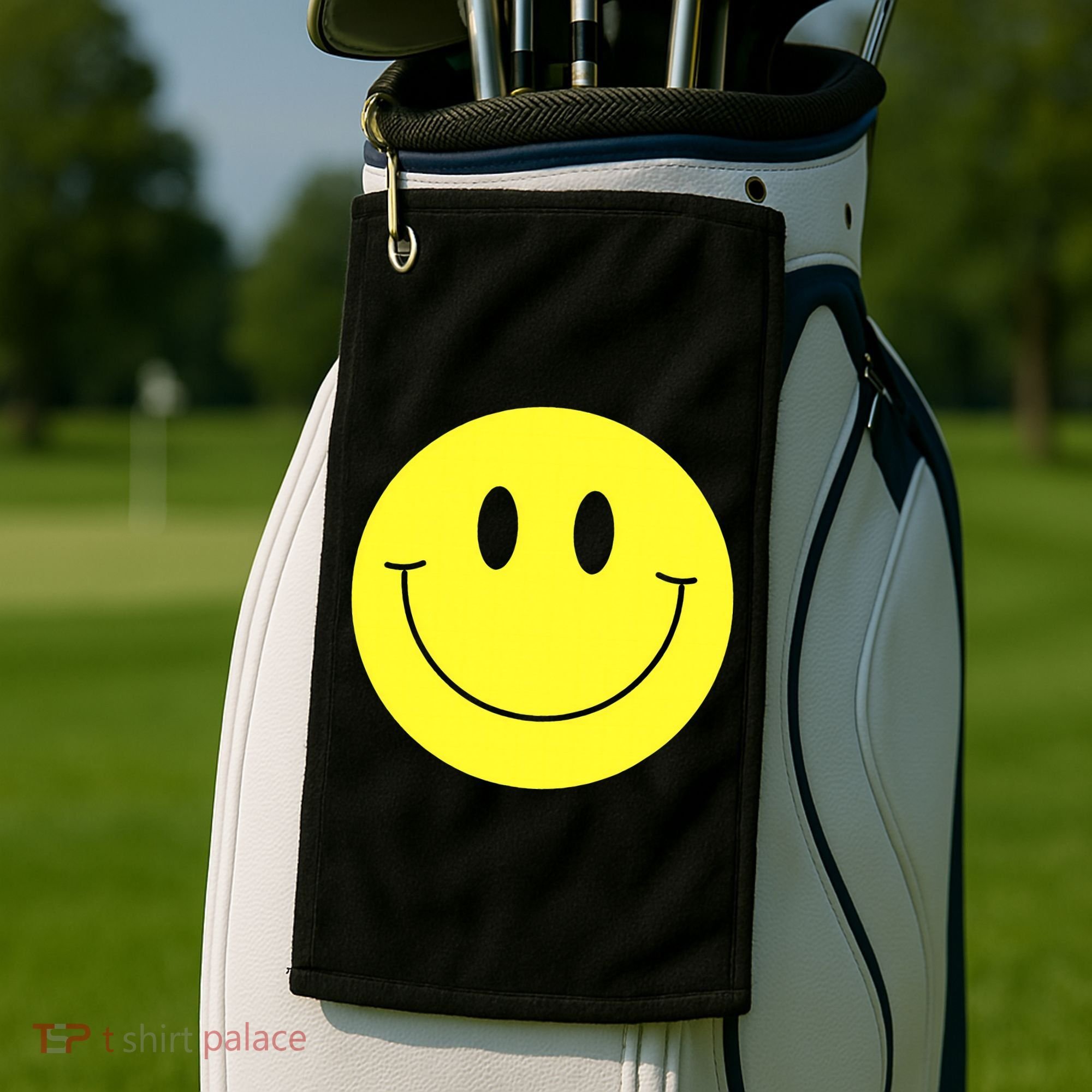 70s Yellow Smile Face Cute Happy Peace Smiling Face Golf Towel