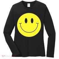 70s Yellow Smile Face Cute Happy Peace Smiling Face Women's Long Sleeve Shirt thumb 0