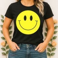 70s Yellow Smile Face Cute Happy Peace Smiling Face Women's T-Shirt thumb 2