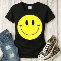 70s Yellow Smile Face Cute Happy Peace Smiling Face Women's T-Shirt thumb 3