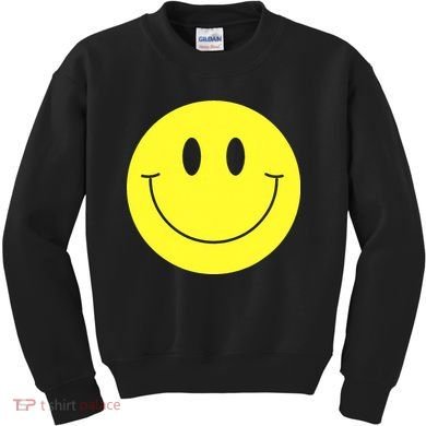 70s Yellow Smile Face Cute Happy Peace Smiling Face Kids Sweatshirt