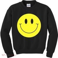 70s Yellow Smile Face Cute Happy Peace Smiling Face Kids Sweatshirt thumb 0