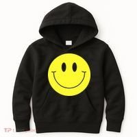 70s Yellow Smile Face Cute Happy Peace Smiling Face Kids Hoodie thumb 0
