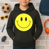 70s Yellow Smile Face Cute Happy Peace Smiling Face Kids Hoodie thumb 2