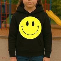 70s Yellow Smile Face Cute Happy Peace Smiling Face Kids Hoodie thumb 3