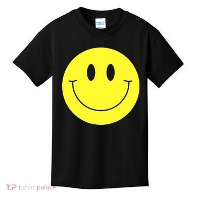 70s Yellow Smile Face Cute Happy Peace Smiling Face Kids T-Shirt