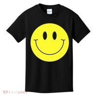 70s Yellow Smile Face Cute Happy Peace Smiling Face Kids T-Shirt thumb 0